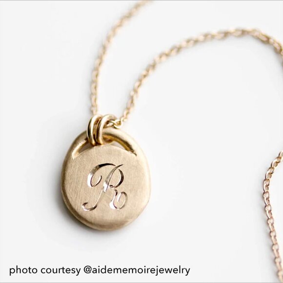 14k Recycled Gold Monogram Necklace - Picture 7 of 8